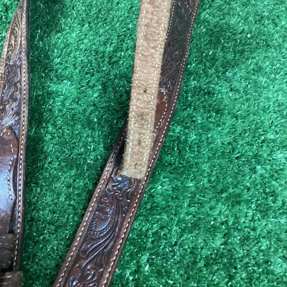Brown Tooled Leather Belt 41